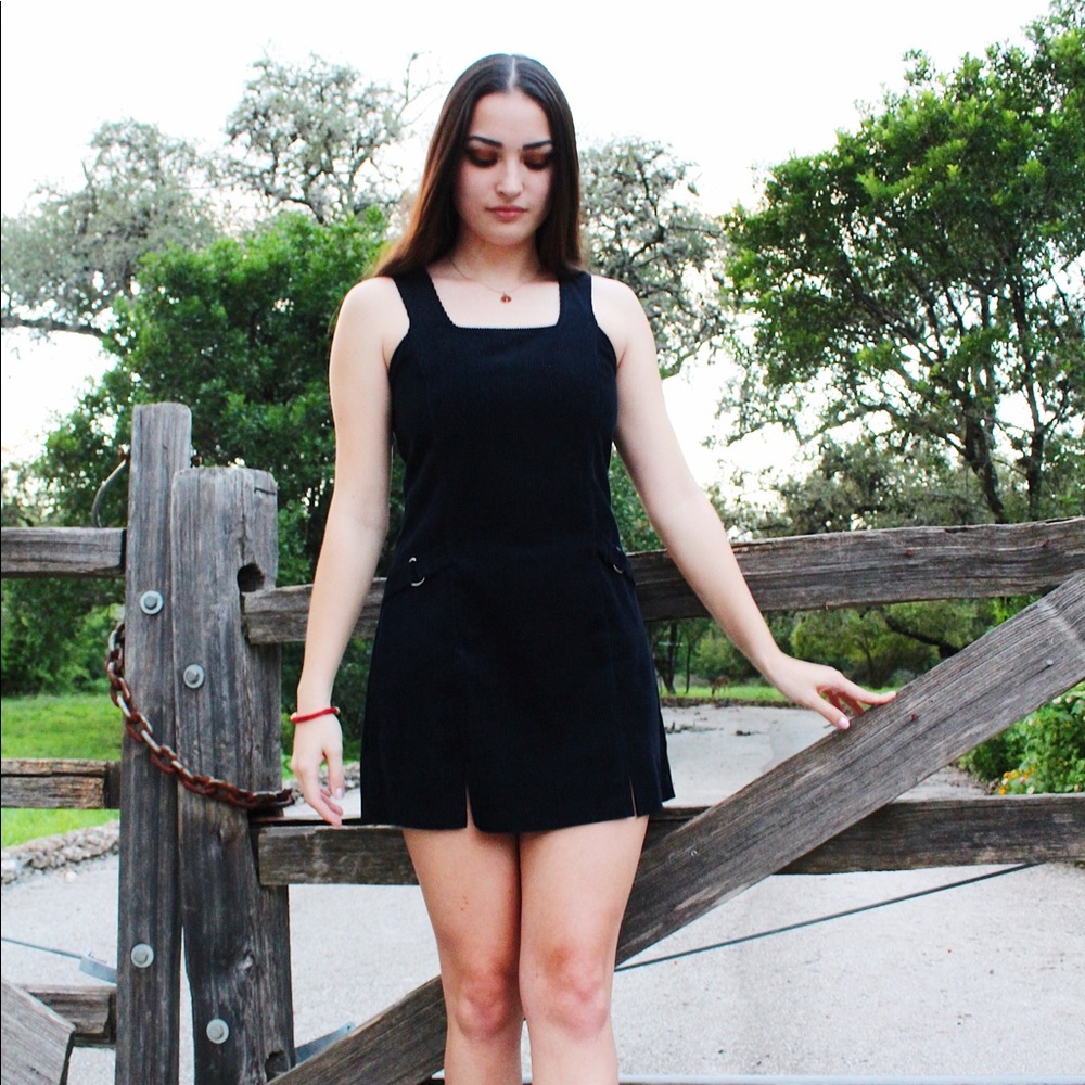 Vintage Navy Blue Corduroy Dress